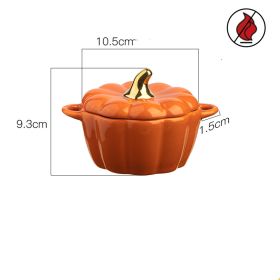 Pumpkin Ceramic Custard Bowl With Lid For Home Breakfast