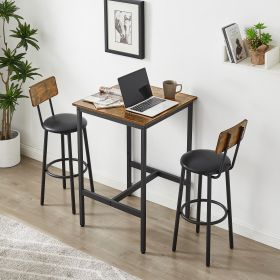 Bar Table Set with 2 Bar stools PU Soft seat with backrest