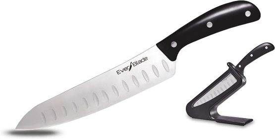 Ontel EverBlade Self Sharpening Professional Chef;  German Steel Kitchen Knife in Knife Block with Convex Edge for Easy Slicing;  Versatile & Durable