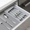 Kitchen Drawer Organizer Tray Box for Cutlery Spoon Knife and Fork Partition Storage Grey