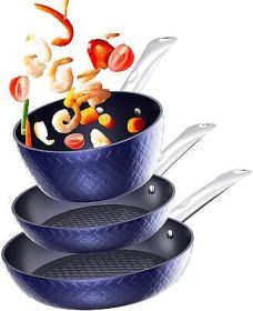 Kitchen Cookware Sets Nonstick Ceramic Bule,1.2 Quart Pot Saucepan with Lid+8