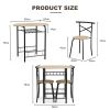 3 Pieces Dining Set Kitchen Breakfast Table Set Space Saving Wooden Chairs and Table Wood