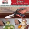 Free shipping Clever Cutter 2-in-1 Knife & Cutting Board Scissors Chop/Slicer/Pizza Cutter USA