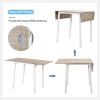 5-piece Modern Metal Dining Set with 1 Drop Leaf Dining Table and 4 chairs Home Kitchen Furniture Dinette Set (Oak Finish)