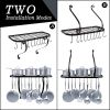 Wall Mount Pot Pan Rack Kitchen Cookware Storage Organizer 24 by 10 in with 10 Hooks