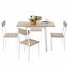 5-piece Modern Metal Dining Set with 1 Drop Leaf Dining Table and 4 chairs Home Kitchen Furniture Dinette Set (Oak Finish)