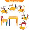 Kids Alphabet Table and Chair Set, Plastic Activity Furniture for Toddler, Study Play Arts Dining Patio Desk for Baby Girls/Boys (Age 3 and Up) RT