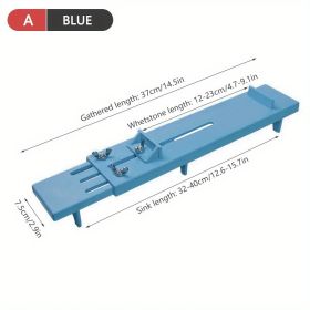 1pc Adjustable Over Sink Sharpening Stone Base Holder Retractable Non-slip Whetstone Grinding For Knife Sink Bridge Fits Kitchen (Color: Blue A)