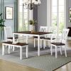 6-piece Wooden Kitchen Table set, Farmhouse Rustic Dining Table set with Cross Back 4 Chairs and Bench