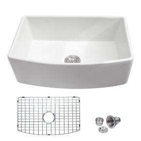 Lordear 33 Inch Farmhouse Sink White Ceramic Single Bowl Kitchen Sink Apron Front Sink (size: 33"*19")