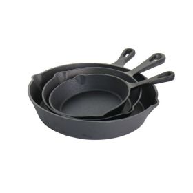 Pots And Pans Pre-Seasoned Cast Iron Skillet Set Kitchen Cookware Set (Color: Black)