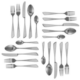 Elegant Western Utensils 20 Piece Flatware Utensil Set 4 In (Color: Matte Silver)