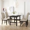 Farmhouse 5-Piece Wood Dining Table Set for 4;  Kitchen Furniture Set with 4 Upholstered Dining Chairs for Small Places;