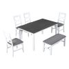 6-Piece Wood Dining Table Set Kitchen Table Set with Upholstered Bench and 4 Dining Chairs, Farmhouse Style