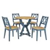 5-Piece Round Dining Table Set with Trestle Legs and 4 Cross Back Dining Chairs