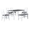 6-Piece Wood Dining Table Set Kitchen Table Set with Upholstered Bench and 4 Dining Chairs, Farmhouse Style