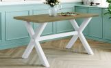 Farmhouse Rustic Wood Kitchen Dining Table with X-shape Legs