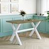 Farmhouse Rustic Wood Kitchen Dining Table with X-shape Legs