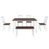 6-piece Wooden Kitchen Table set, Farmhouse Rustic Dining Table set with Cross Back 4 Chairs and Bench