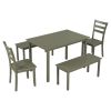 5-piece Wooden Dining Set, Kitchen Table with 2 Dining Chairs and 2 Benches, Farmhouse Rustic Style