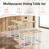 5 Pieces Metal Frame Dining Set with Compact Dining Table and 4 Stools