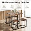 5 Pieces Metal Frame Dining Set with Compact Dining Table and 4 Stools