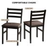 5PCS Stylish Dining Table Set 4 Upholstered Chairs with Ladder Back Design for Dining Room Kitchen Brown Cushion and Black