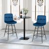 2 Pieces 29 Inch Velvet Bar Stools Set with Tufted Back and Footrests