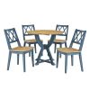 5-Piece Round Dining Table Set with Trestle Legs and 4 Cross Back Dining Chairs