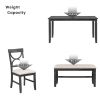 6-Piece Wood Dining Table Set Kitchen Table Set with Upholstered Bench and 4 Dining Chairs, Farmhouse Style