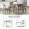 5-piece Wooden Dining Set, Kitchen Table with 2 Dining Chairs and 2 Benches, Farmhouse Rustic Style