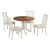 Mid-Century Solid Wood 5-Piece Round Dining Table Set;  Kitchen Table Set with Upholstered Chairs for Small Places