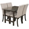 Farmhouse 5-Piece Wood Dining Table Set for 4;  Kitchen Furniture Set with 4 Upholstered Dining Chairs for Small Places;