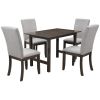 Farmhouse 5-Piece Wood Dining Table Set for 4;  Kitchen Furniture Set with 4 Upholstered Dining Chairs for Small Places;