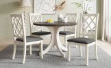 Mid-Century Solid Wood 5-Piece Round Dining Table Set;  Kitchen Table Set with Upholstered Chairs for Small Places