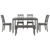 6-piece Wooden Kitchen Table set, Farmhouse Rustic Dining Table set with Cross Back 4 Chairs and Bench