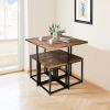 5 Pieces Metal Frame Dining Set with Compact Dining Table and 4 Stools