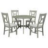 Mid-Century 5-Piece Dining Table Set;  Round Table with Cross Legs;  4 Upholstered Chairs for Small Places;  Kitchen;  Studio