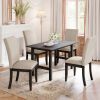 Farmhouse 5-Piece Wood Dining Table Set for 4;  Kitchen Furniture Set with 4 Upholstered Dining Chairs for Small Places;